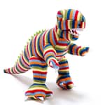 Colourful stripes t-rex toy dino - knitted
