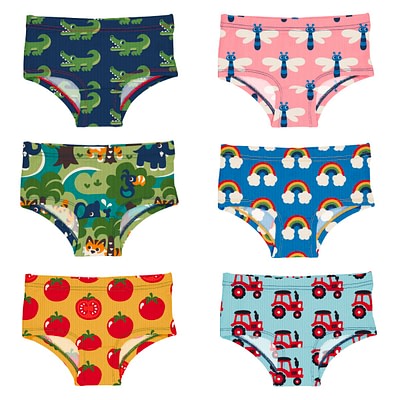 Maxomorra hipster knickers crocodile tractor rainbows dragonfly