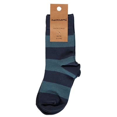 Maxomorra dark blue striped organic socks