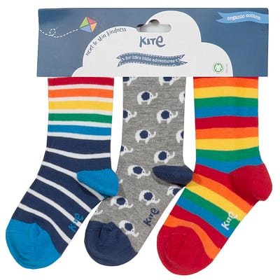 Kite rainbow stripe elephant socks