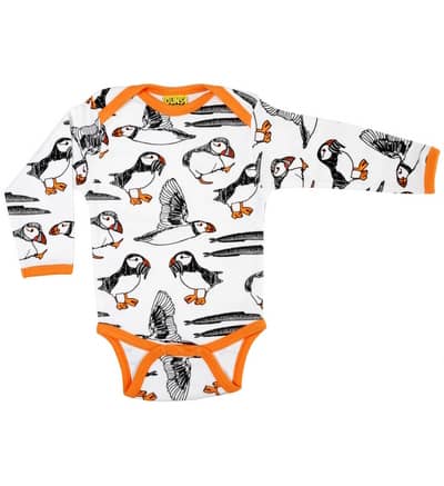 DUNS Sweden organic cotton puffins baby long sleeve vest
