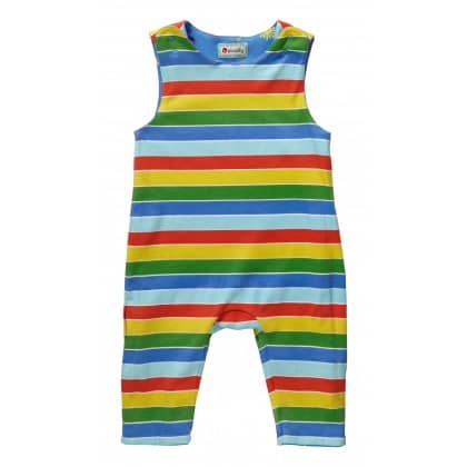 Piccalilly reversible dungarees rainbow stripe