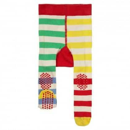 Piccalilly rainbow hotchpotch stripe baby crawler tights in organic cotton with sunshine bum 2