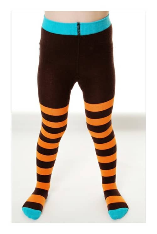 DUNS Sweden organic striped tights in brown and orange (110-116cm 4-6 years) 1