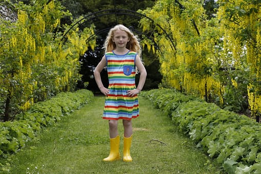 Rainbow stripe summer dress by Piccalilly in organic cotton 2