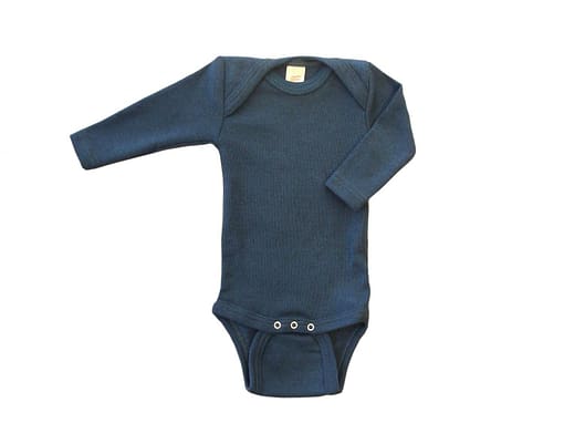 Blue organic wool silk blend merino baby vest
