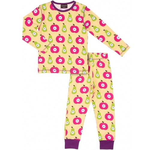 Apples and pears print girls organic cotton pyjamas by Maxomorra - Scandi print children's clothes