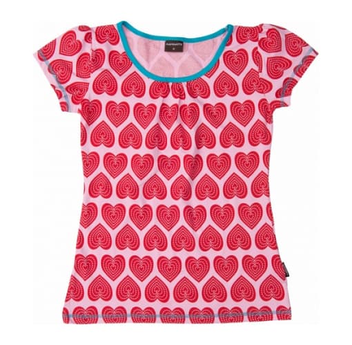 Organic cotton scandi print t-shirt heart print top by Maxomorra for women