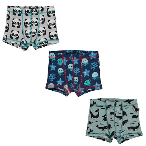 Maxomorra organic cotton boxers | Whale Ocean | Deep sea | Panda 1