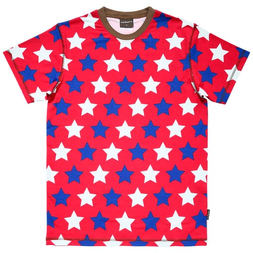 Red stars t-shirt adults Maxomorra