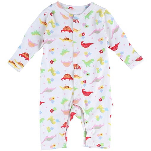 Funky floral dinosaur organic romper by Piccalilly 1