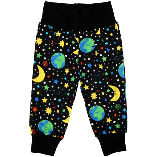 DUNS Sweden mother earth print trousers on black organic cotton 1