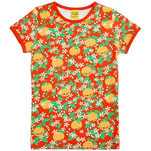 DUNS Sweden oranges print on organic cotton t-shirt 1