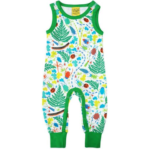 DUNS Sweden bugs print dungarees on organic cotton (Age 9-12m) 1