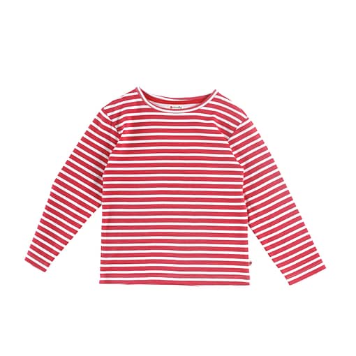 Red and white stripe top by Piccalilly on organic cotton 1