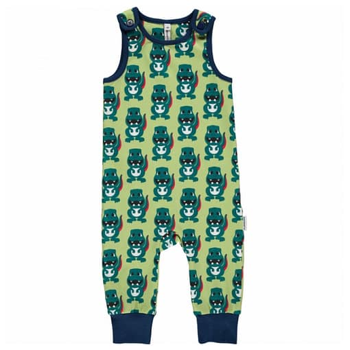 Dino playsuit dungarees by Maxomorra in organic cotton 1