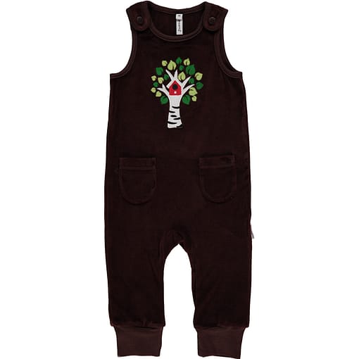 Birch tree playsuit dungarees by Maxomorra in organic velour (56cm 1-2m) 1