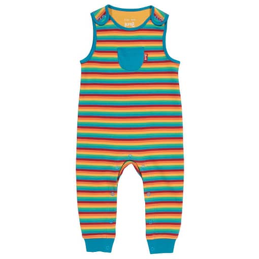 Rainbow dungarees in organic cotton jersey by Kite 1