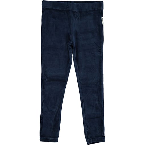 Dark blue leggings in organic blend velour from Maxomorra 1