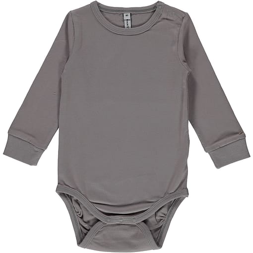 Grey plain long sleeve organic cotton baby vest by Maxomorra (68cm 4-6 months) 1