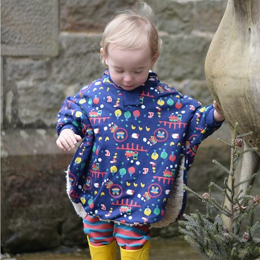 Fox reversible poncho by Piccalilly in organic cotton 2
