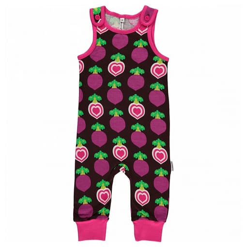 Polka beet dungarees by Maxomorra in organic cotton (86cm 12-18 months) 1