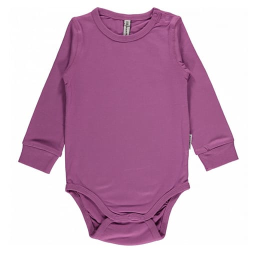 Light purple plain long sleeve organic baby vests by Maxomorra 1