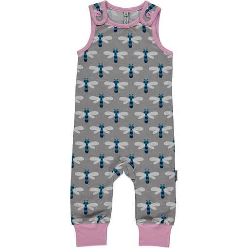 Dragonfly print dungarees by Maxomorra in organic cotton 1