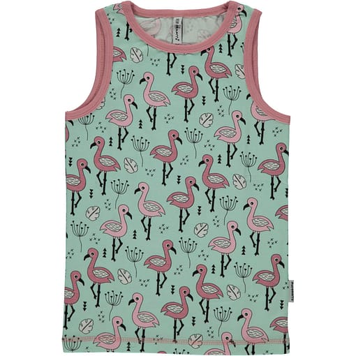 Maxomorra ~ Sweet Flamingo organic cotton sleeveless vest (98-104 Age 2-4) 1
