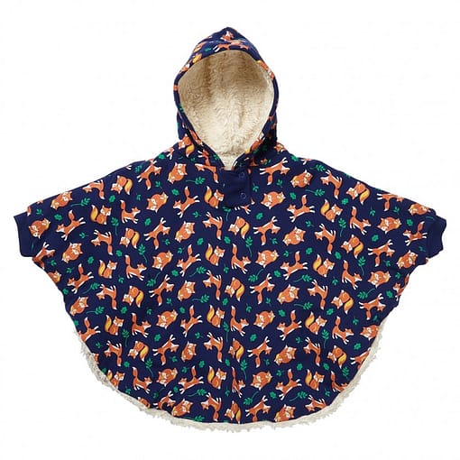 Fox reversible poncho by Piccalilly in organic cotton 1