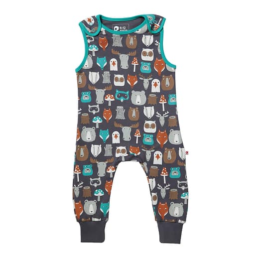 Forest friends dungarees by Piccalilly in organic cotton (92cm 18-24m) 1
