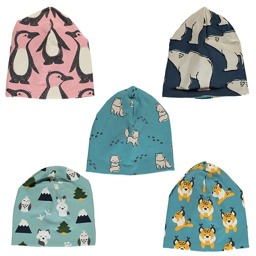 Maxomorra beanie hat organic cotton with velour | Winter World | Lively Lynx | Polar Bear (Under 2 48/50) 1