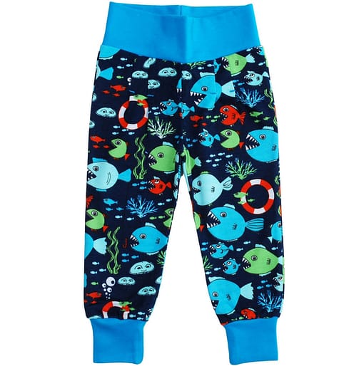 DUNS Sweden Under the Sea print organic cotton baby trousers 1
