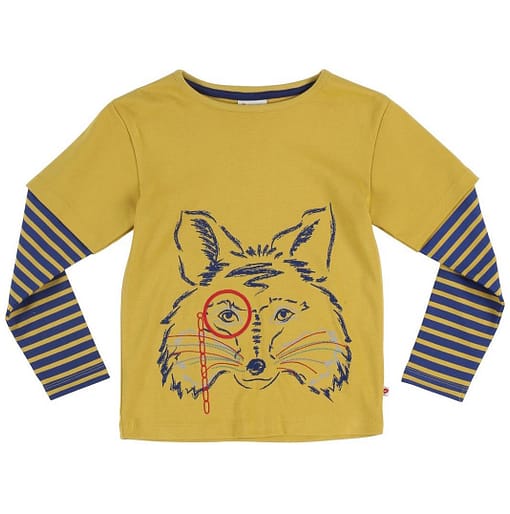 Fox print long sleeve top by Piccalilly in organic cotton 1