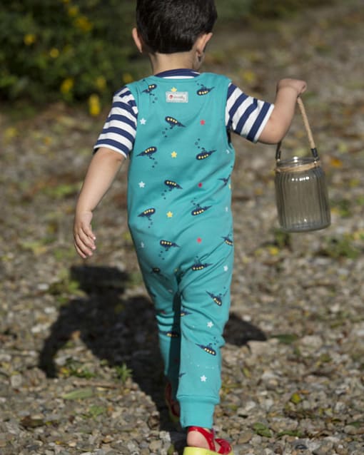 Submarine dungarees by Piccalilly in organic cotton (Age 2-3) 2