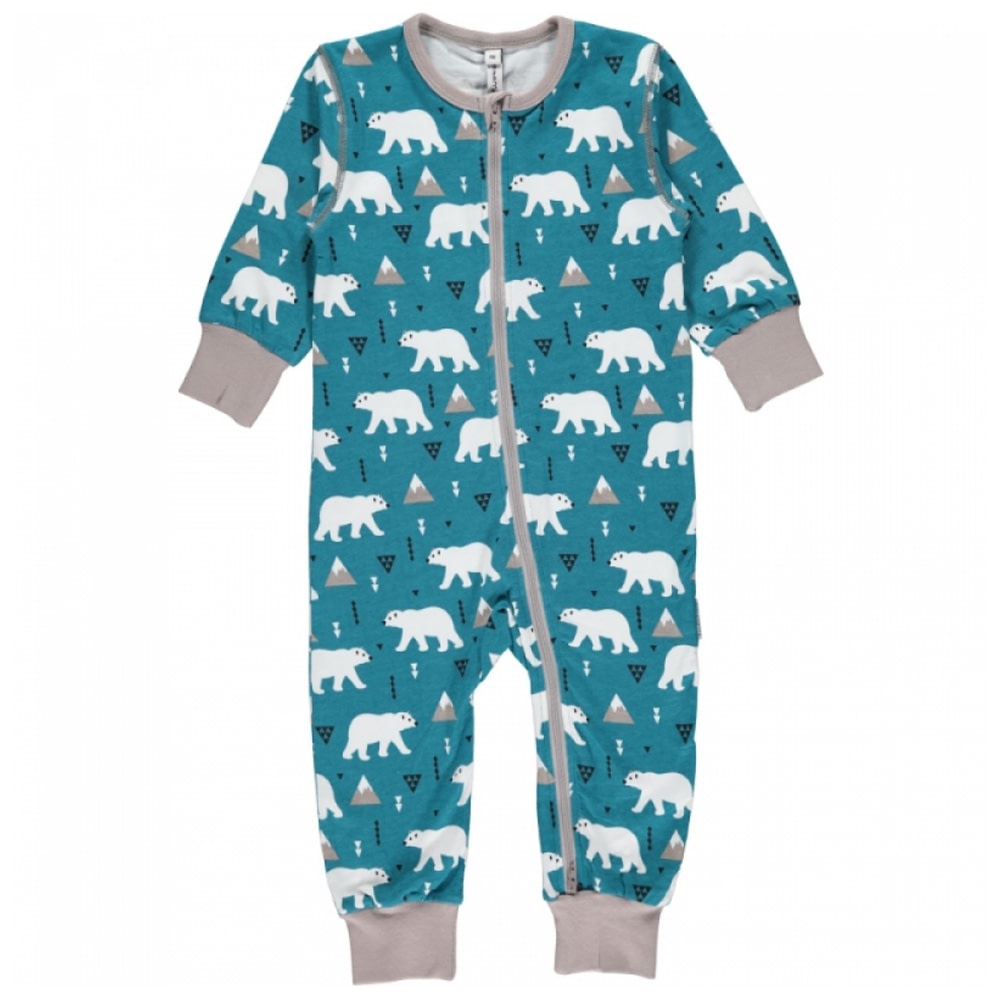 Maxomorra ~ Dino long sleeve zip organic romper