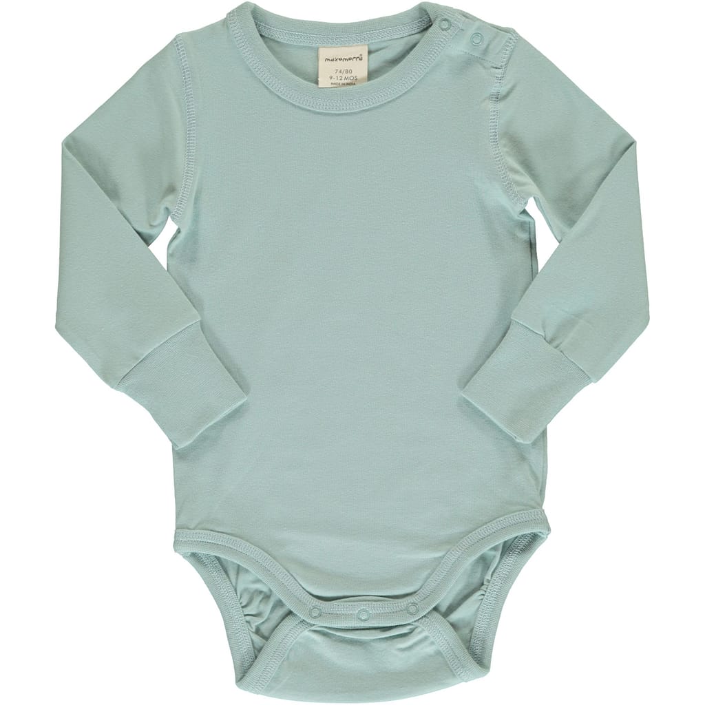 Maxomorra Pale blue unisex long sleeve baby vest