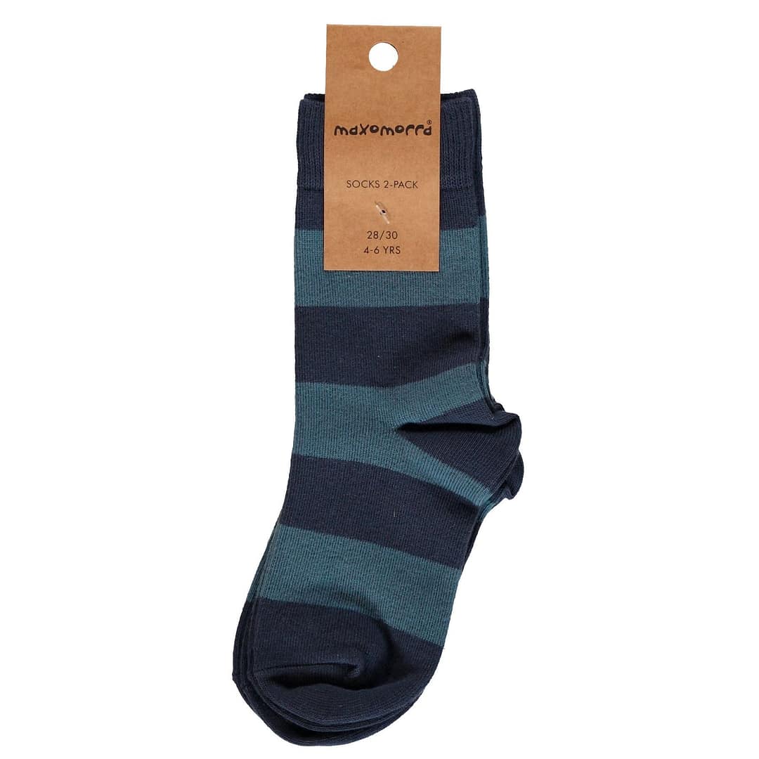 Maxomorra dark blue striped organic socks