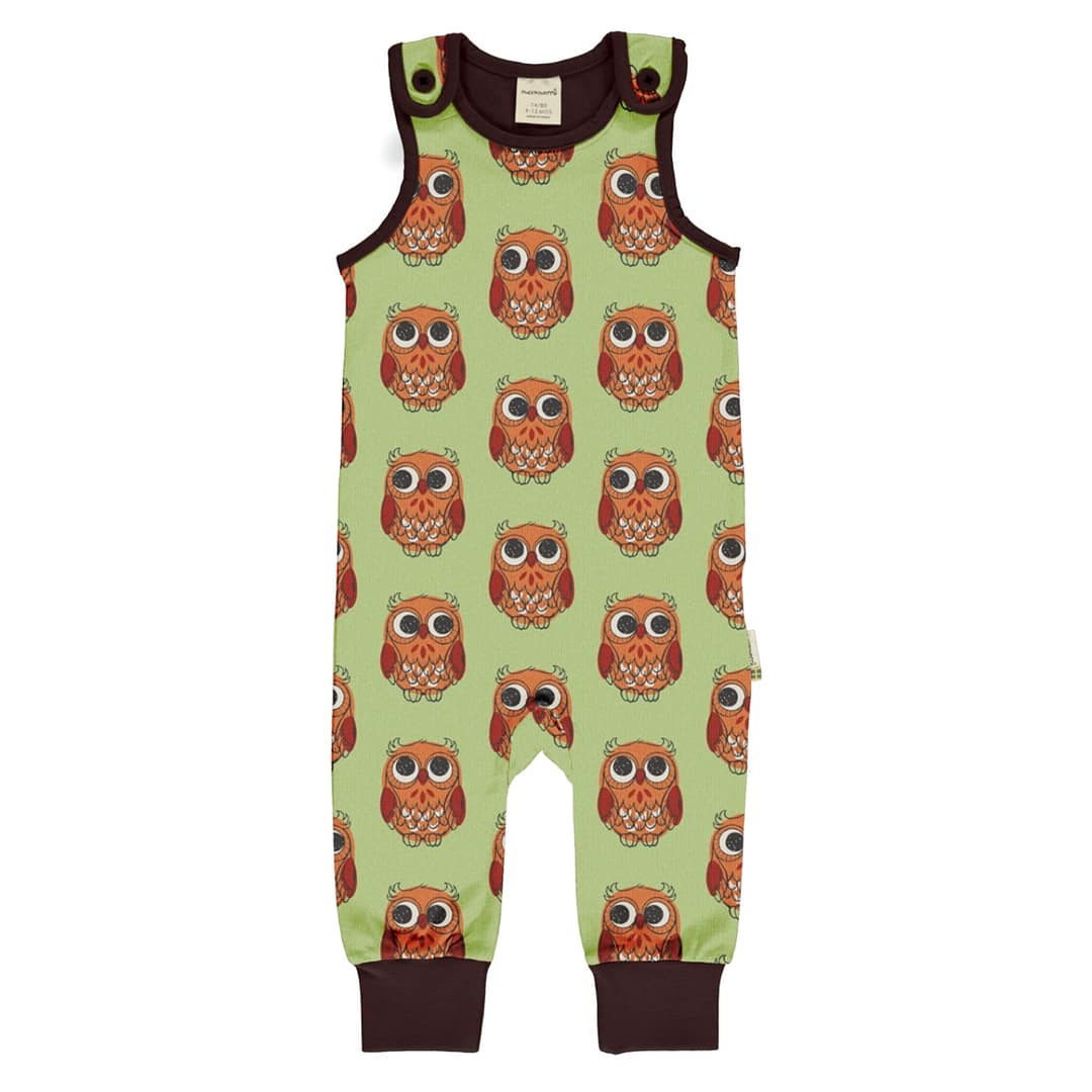 Maxomorra owl ethical cotton playsuit | Age 9-12 months 74/80cm 1 Maxomorra dungarees owl