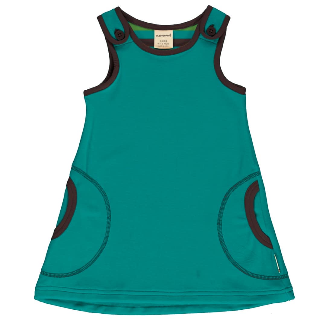 Maxomorra lagoon dress organic blend velour ~ solid 1 Maxomorra velour dress lagoon