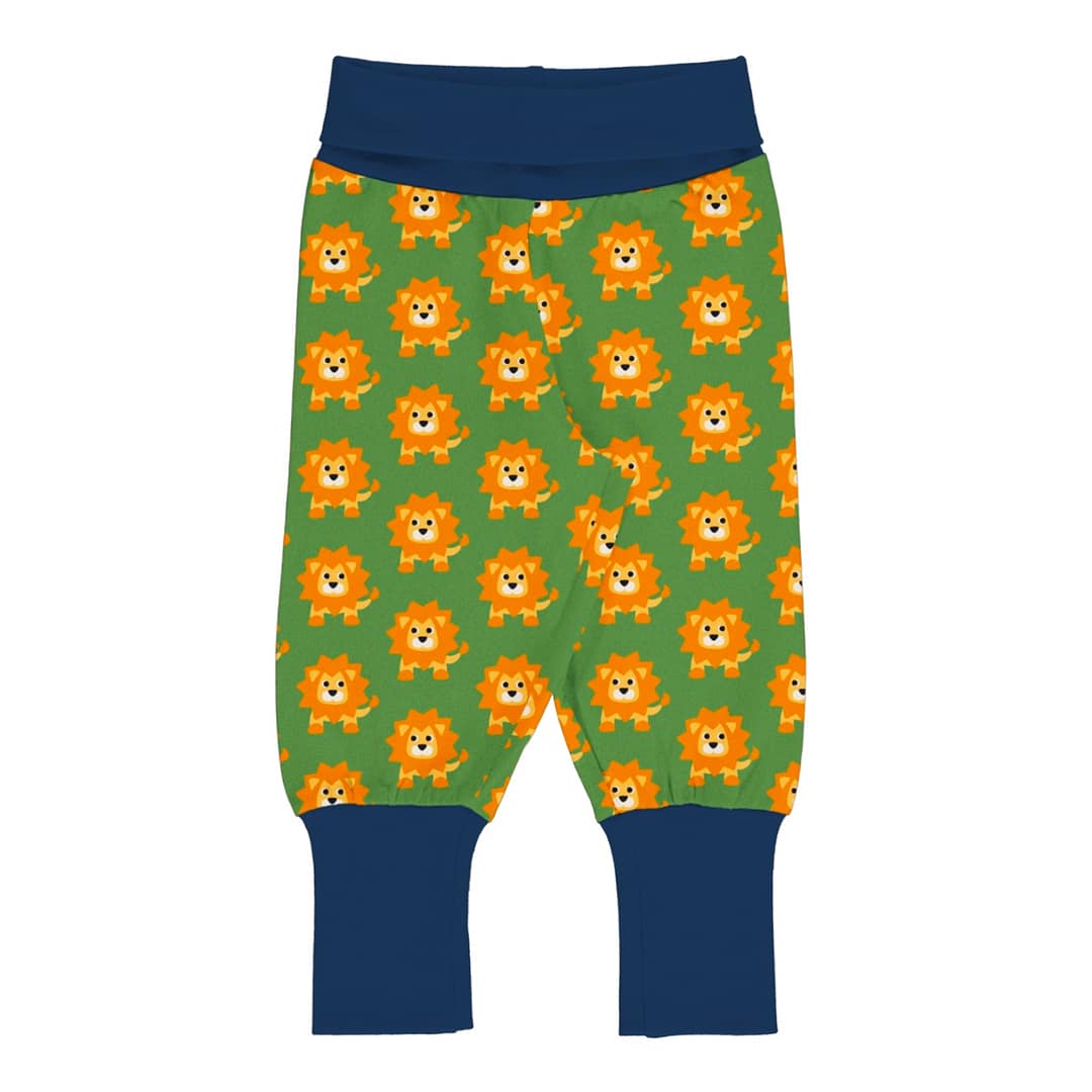 Maxomorra rib pants in lion print on ethical cotton 1 Maxomorra rib pants lion