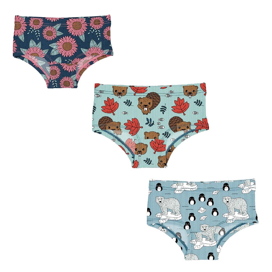 Meyadey ethical hipster knickers | Beavers | Floating Bear | Sunflowers 1 Polar bear, Beaver, Sunflower underwear