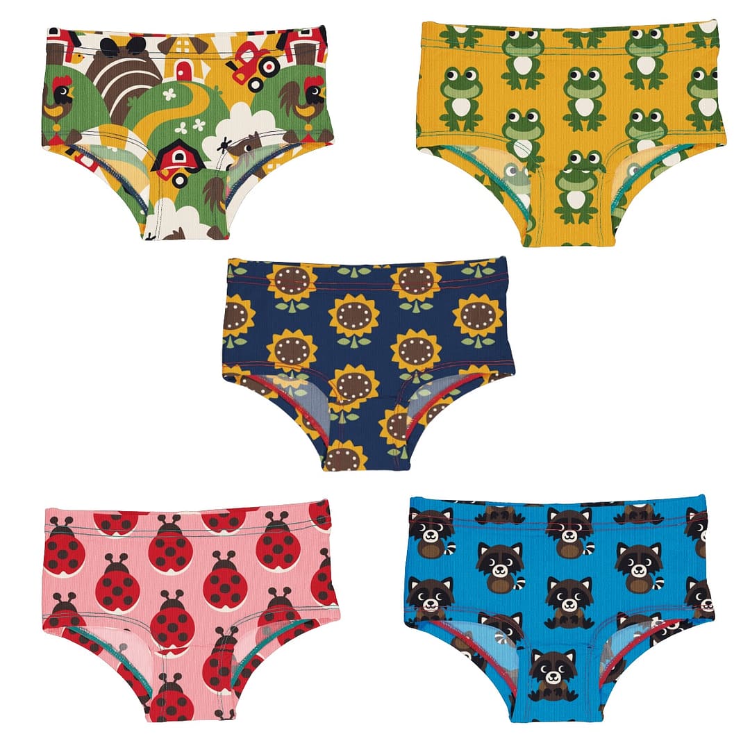 Maxomorra ethical hipster knickers | Farm | 18-24 months 1 Maxomorra hipster knickers farm ladybird frog sunflower