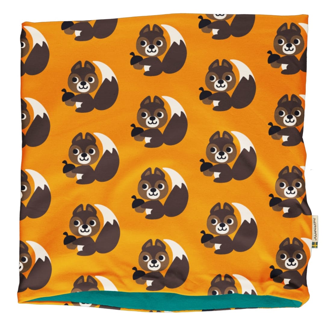 Maxomorra squirrel organic cotton tube scarf with velour inner 1 Maxomorra neck scarf velour squirrel