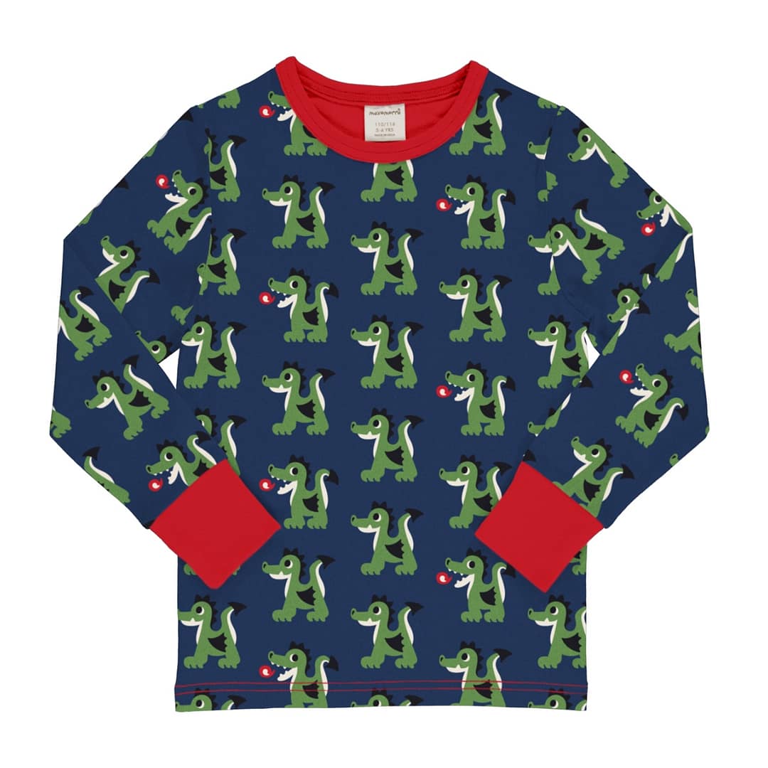 Dragon print organic long sleeve top - Maxomorra 1 Maxomorra top dragon