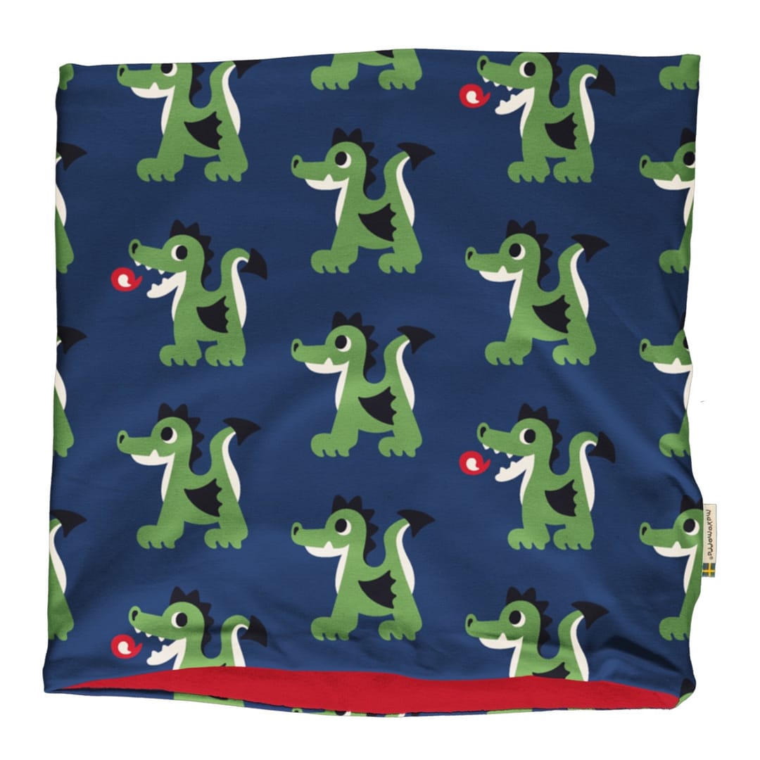 Maxomorra dragon organic cotton tube scarf with velour inner 1 Maxomorra velour tube scarf dragon