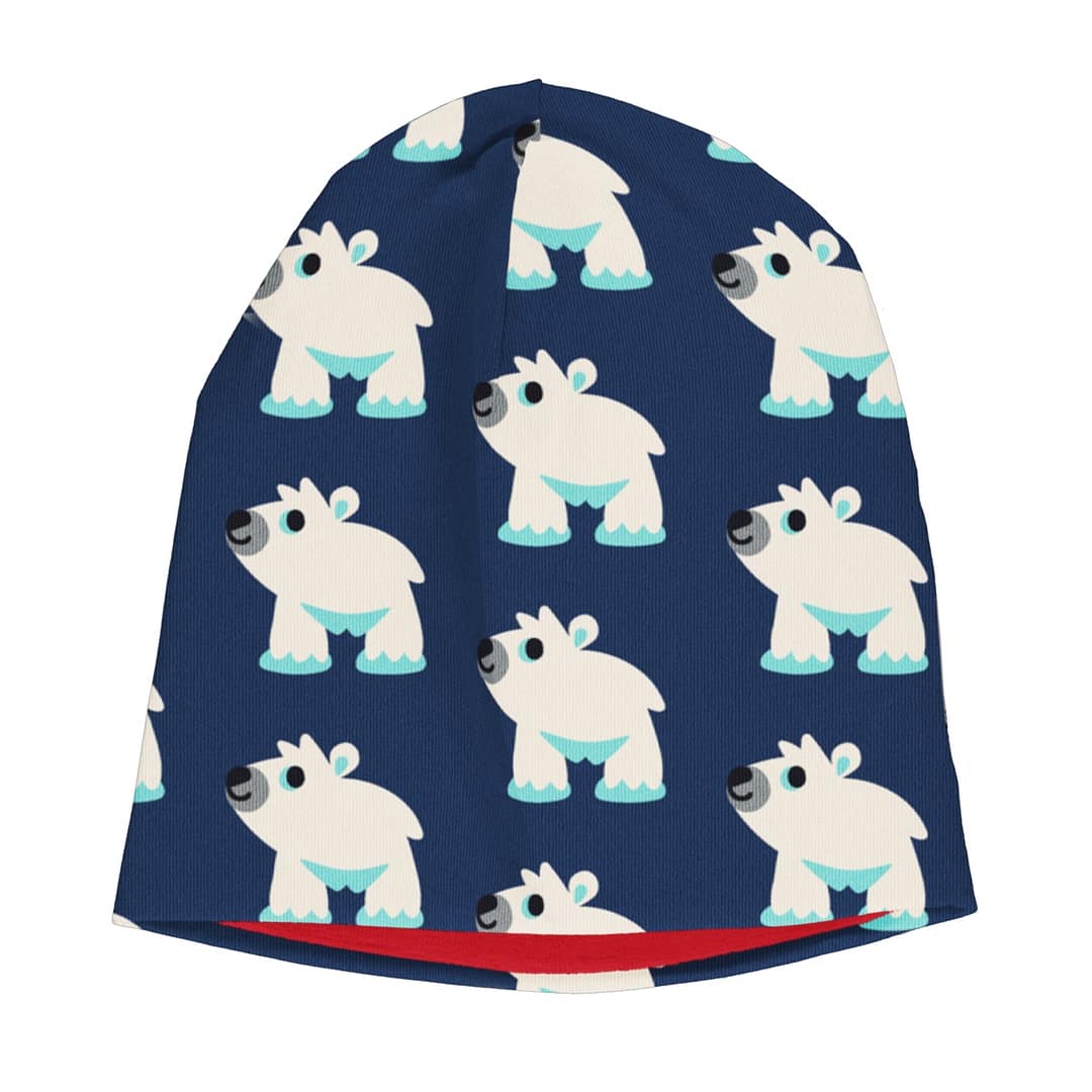 Maxomorra organic cotton beanie hat with velour inner - polar bear 1 Maxomorra beanie hat polar bear