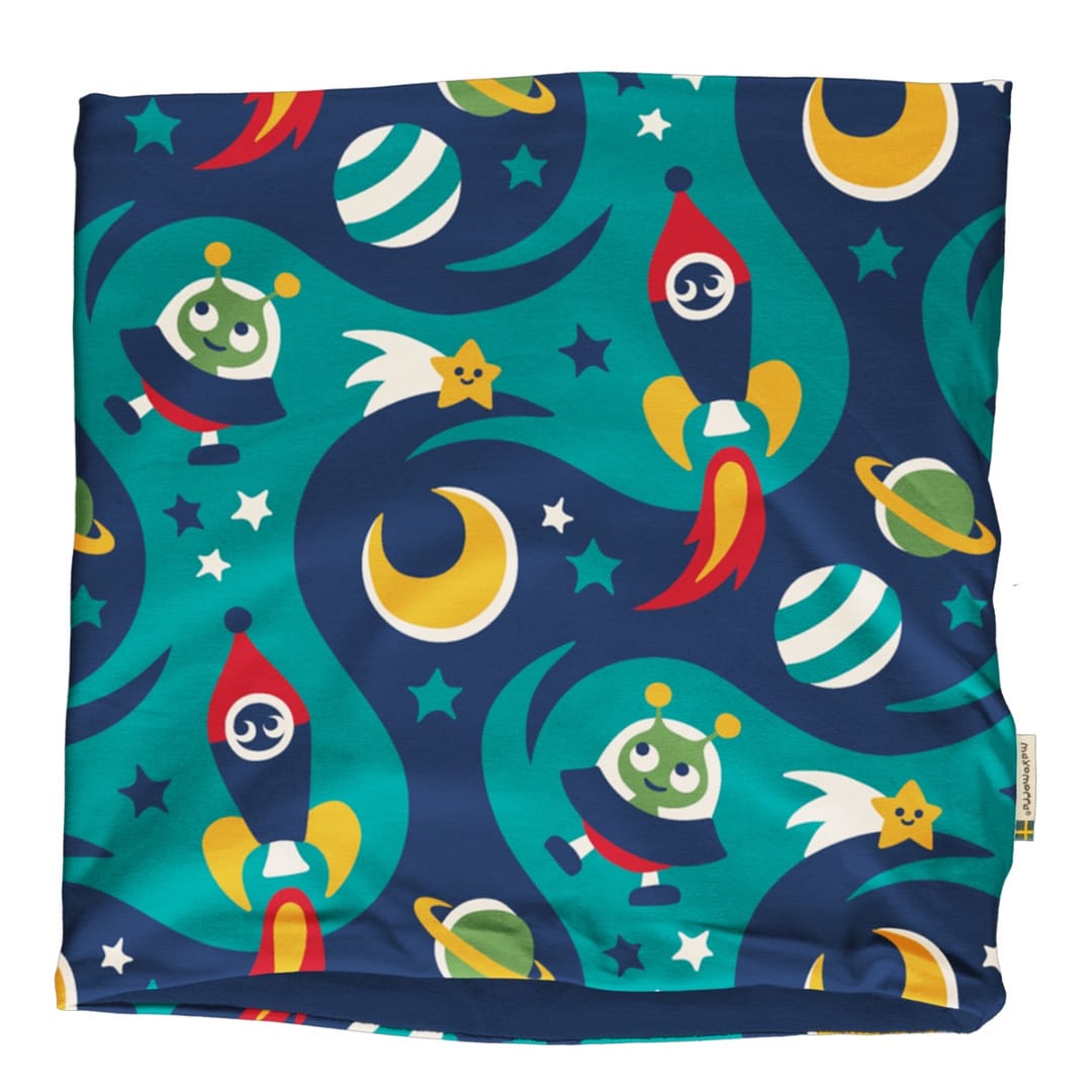 Maxomorra space organic cotton tube scarf with velour inner 1 Maxomorra neck scarf space