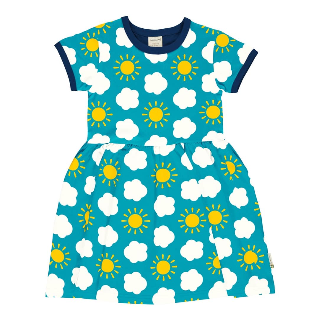 Maxomorra sky short sleeve spin dress | Age 9-10 134/140 1 Maxomorra spin dress sky
