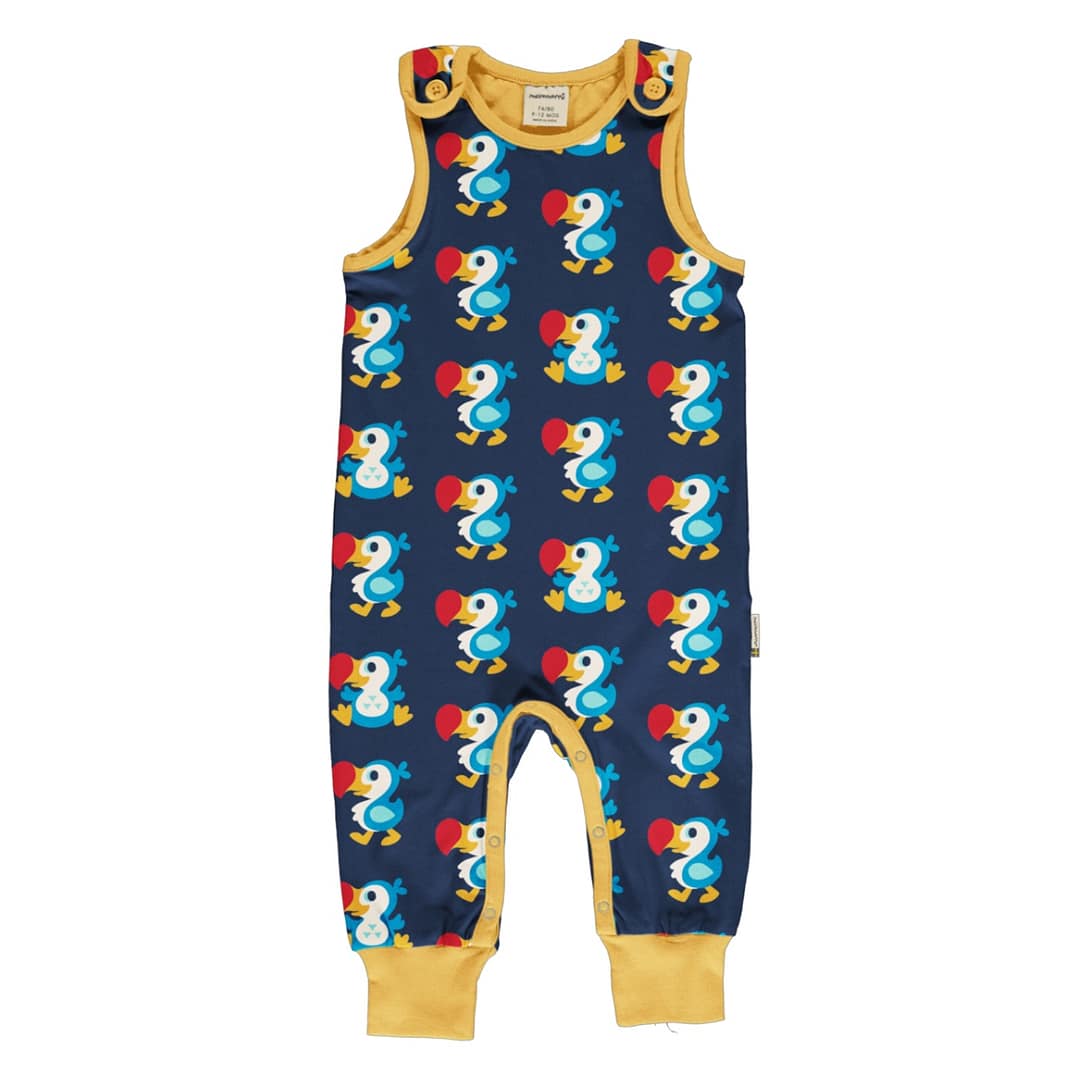 Maxomorra dodo ethical cotton playsuit dungarees 1 Maxomorra dodo playsuit